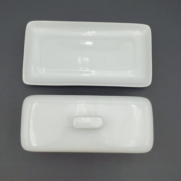 Home Essentials Fiddle & Fern Covered Butter Dish White Butter Keeper with Lid - Picture 3 of 5